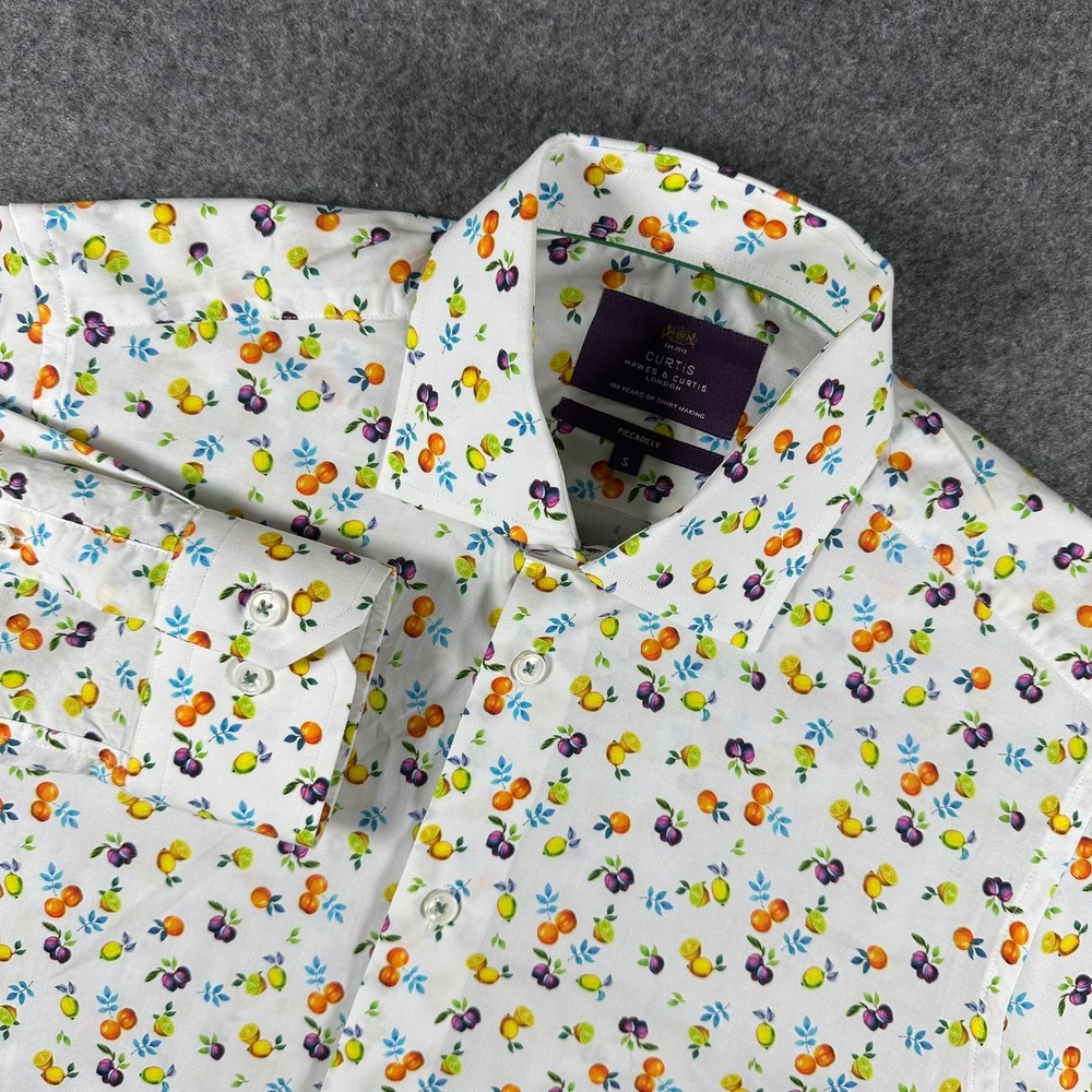 Curtis Hawes & Curtis London Mens Small Fruit Print Button Down Shirt Piccadilly